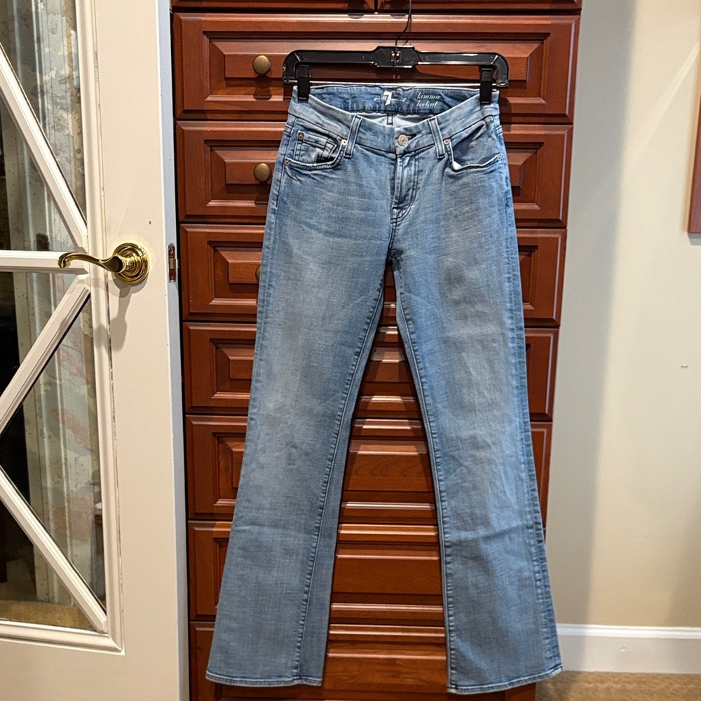 7 For All Mankind Light Blue Low Rise boot cut Jeans